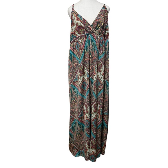 Rhapsody Paisley Rainbow Maxi Dress Women’s 3X Boho Babydoll Y2K Festival Hippie - Picture 1 of 5